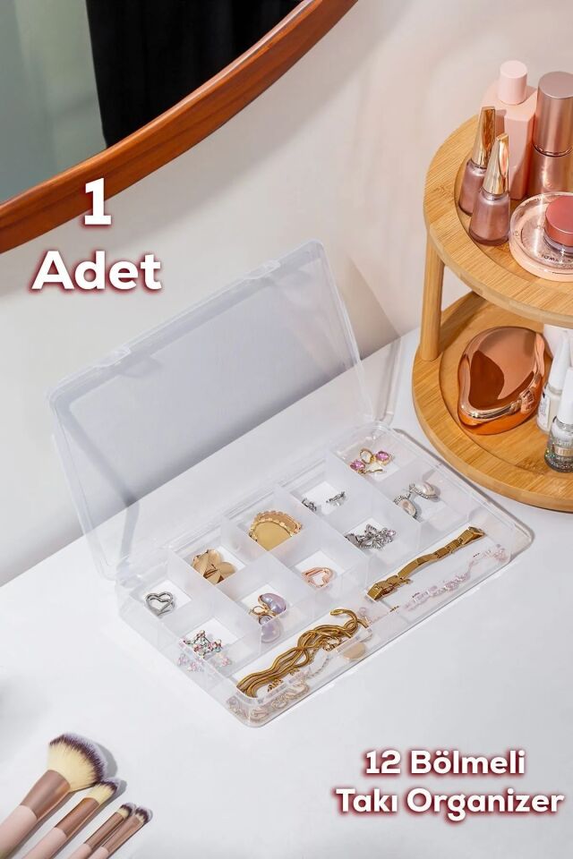 12 Bölmeli Organizers İlaç Kutusu Takı Makyaj Vida Organizeri Bölmeli Organizer Aria Büyük Org-601