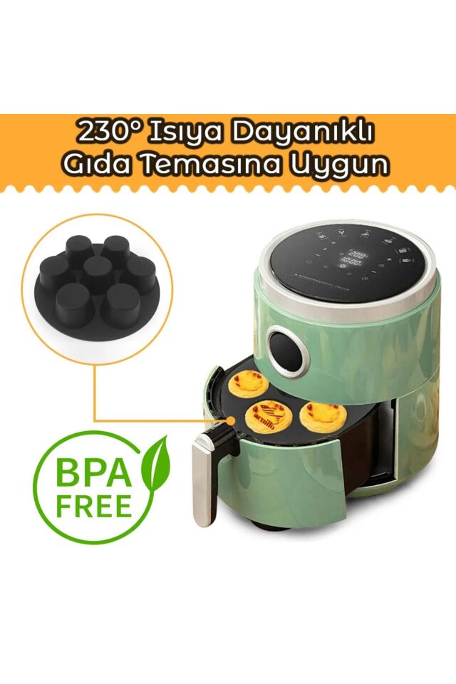 Silikon Airfryer Muffin Cupcake Kek -Kurabiye Pişirme Kalıbı 7 Bölmeli
