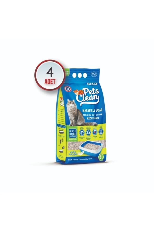 4 Adet Bado Pets Clean Kedi Kumu Sabun Kokulu 5 Lt