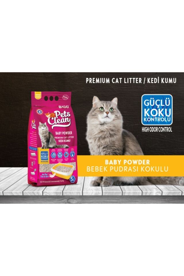 Bado Pets Clean Kedi Kumu Pudra Kokulu İnce Taneli 5L