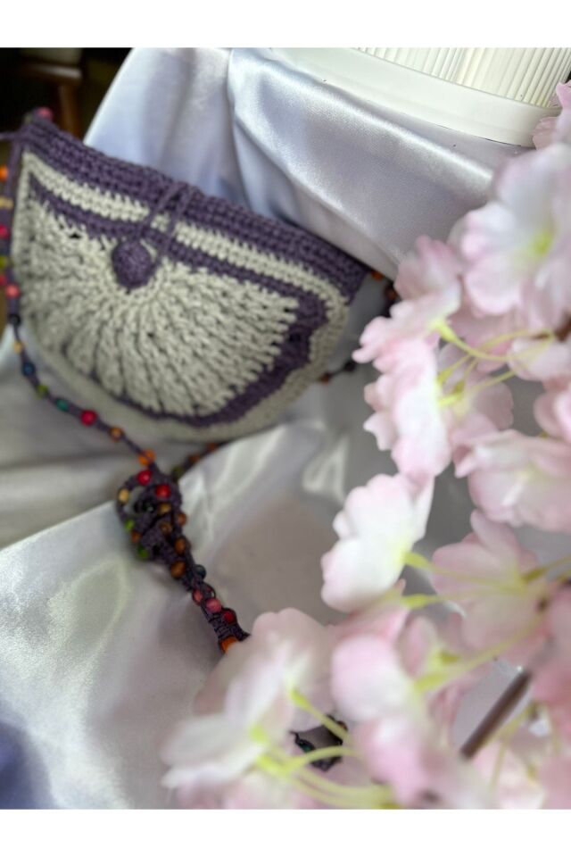 Hasır El Yapımı Boncuk Detaylı Mini Örgü Çanta, Kadın Omuz Çantası, Plaj Çantası, Tasarım, Handmade