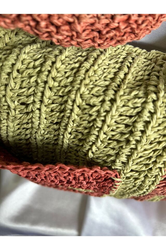 Hasır El Yapımı Örgü Çanta, Kadın Cep Detaylı Omuz Çantası, Plaj Çantası, Tasarım, Handmade