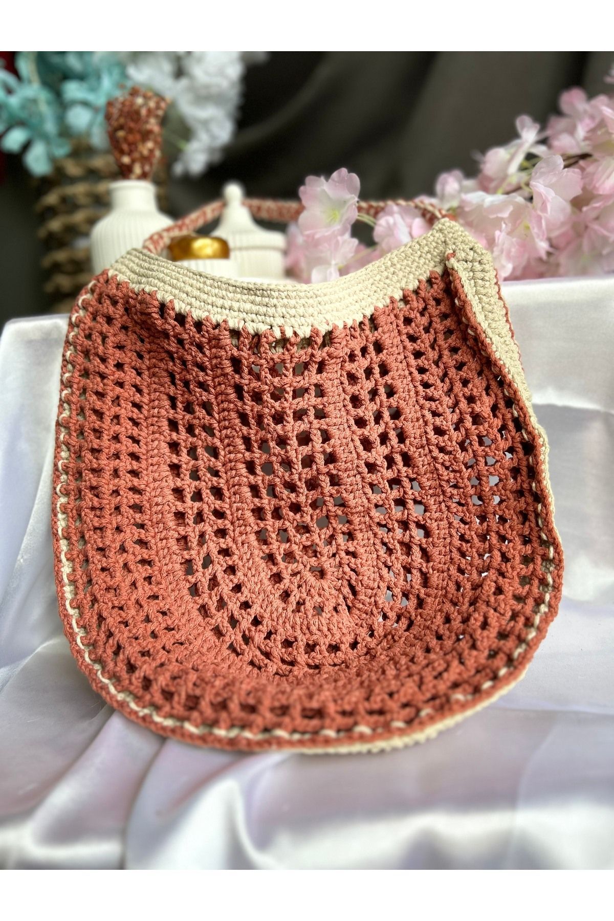 El Yapımı Örgü Çanta, Kadın Omuz Çantası, Plaj Çantası, Tasarım, Handmade