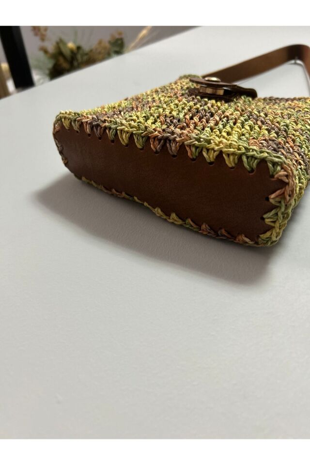 Hasır El Yapımı Deri Kayış Örgü Çanta, Kadın Omuz Çantası, Plaj Çantası, Tasarım, Handmade
