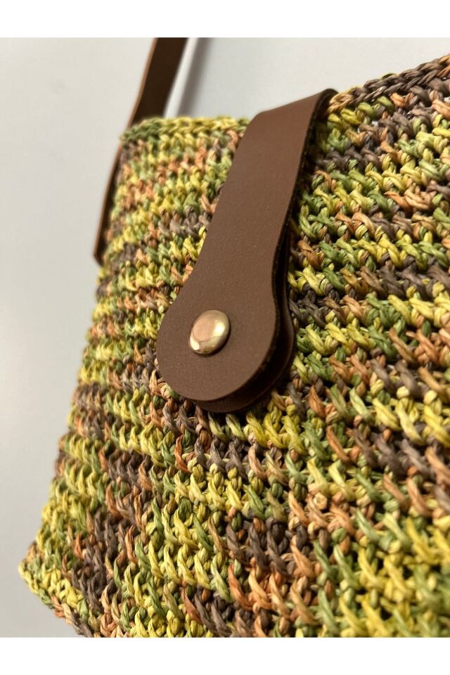 Hasır El Yapımı Deri Kayış Örgü Çanta, Kadın Omuz Çantası, Plaj Çantası, Tasarım, Handmade