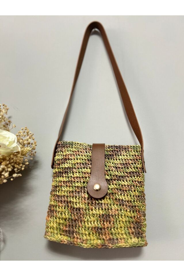 Hasır El Yapımı Deri Kayış Örgü Çanta, Kadın Omuz Çantası, Plaj Çantası, Tasarım, Handmade