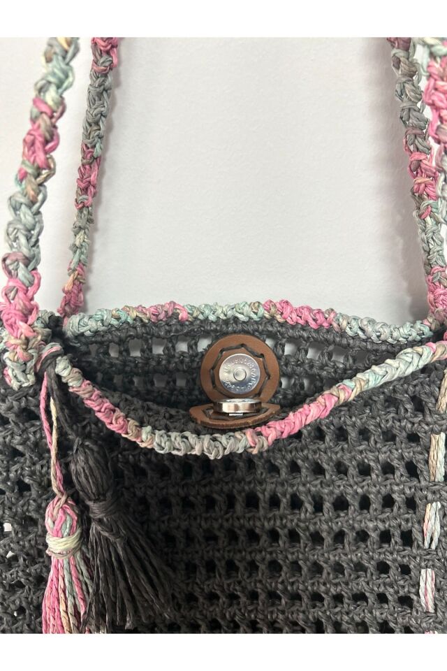 Hasır El Yapımı Örgü Çanta, Kadın Omuz Çantası, Plaj Çantası, Tasarım, Handmade