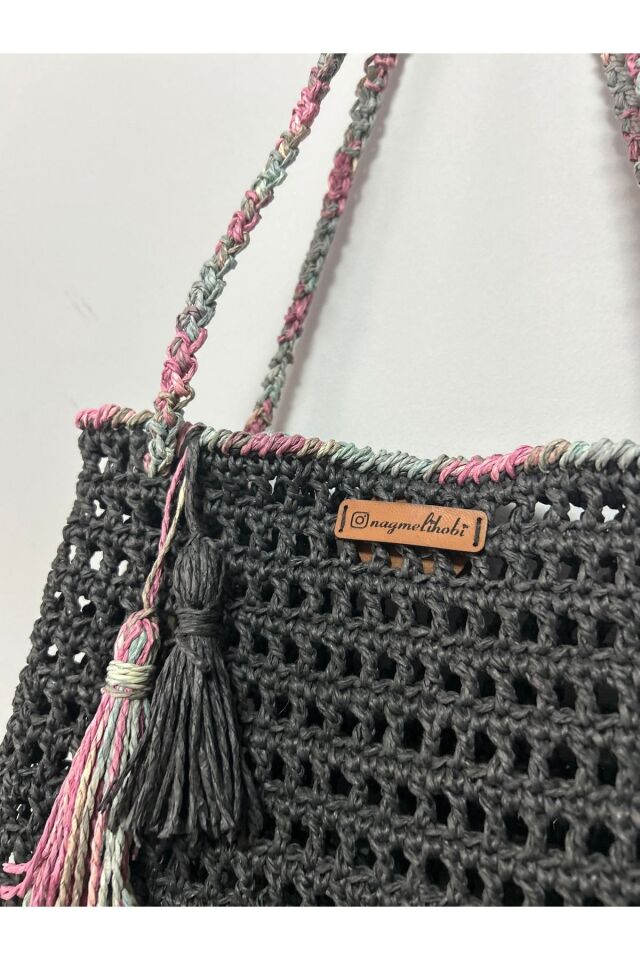 Hasır El Yapımı Örgü Çanta, Kadın Omuz Çantası, Plaj Çantası, Tasarım, Handmade