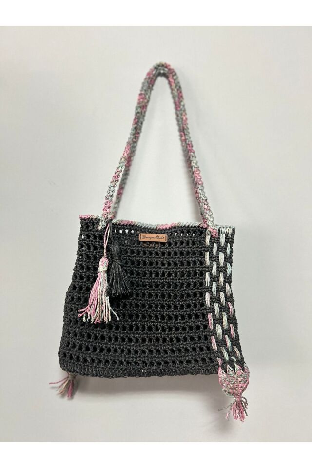 Hasır El Yapımı Örgü Çanta, Kadın Omuz Çantası, Plaj Çantası, Tasarım, Handmade