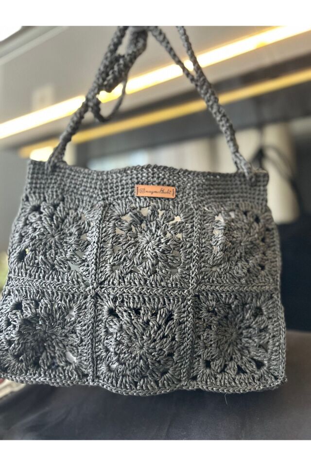 Hasır El Yapımı Örgü Çanta, Kadın Omuz Çantası, Plaj Çantası, Tasarım, Handmade