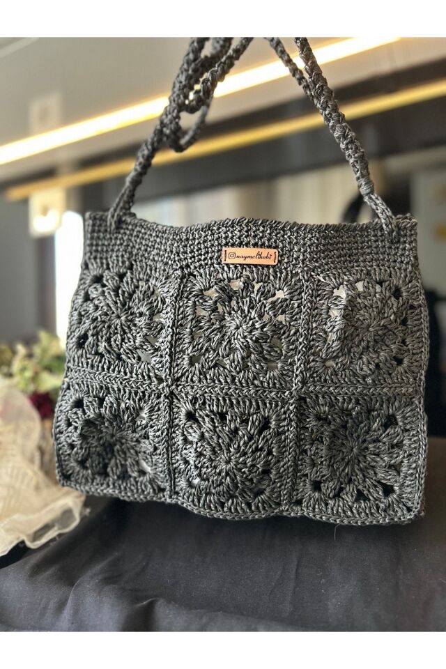 Hasır El Yapımı Örgü Çanta, Kadın Omuz Çantası, Plaj Çantası, Tasarım, Handmade