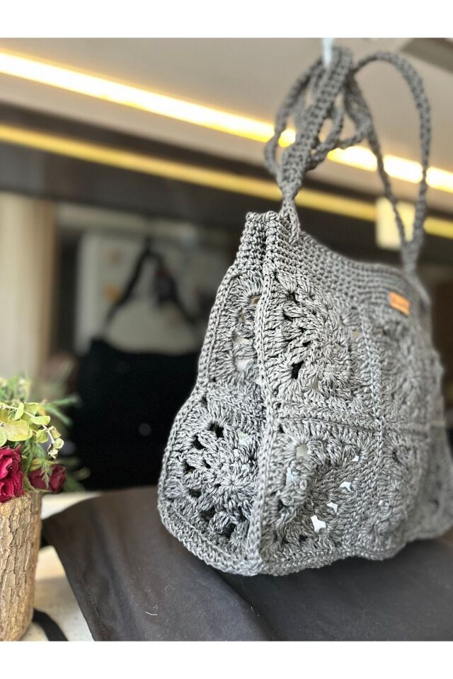Hasır El Yapımı Örgü Çanta, Kadın Omuz Çantası, Plaj Çantası, Tasarım, Handmade