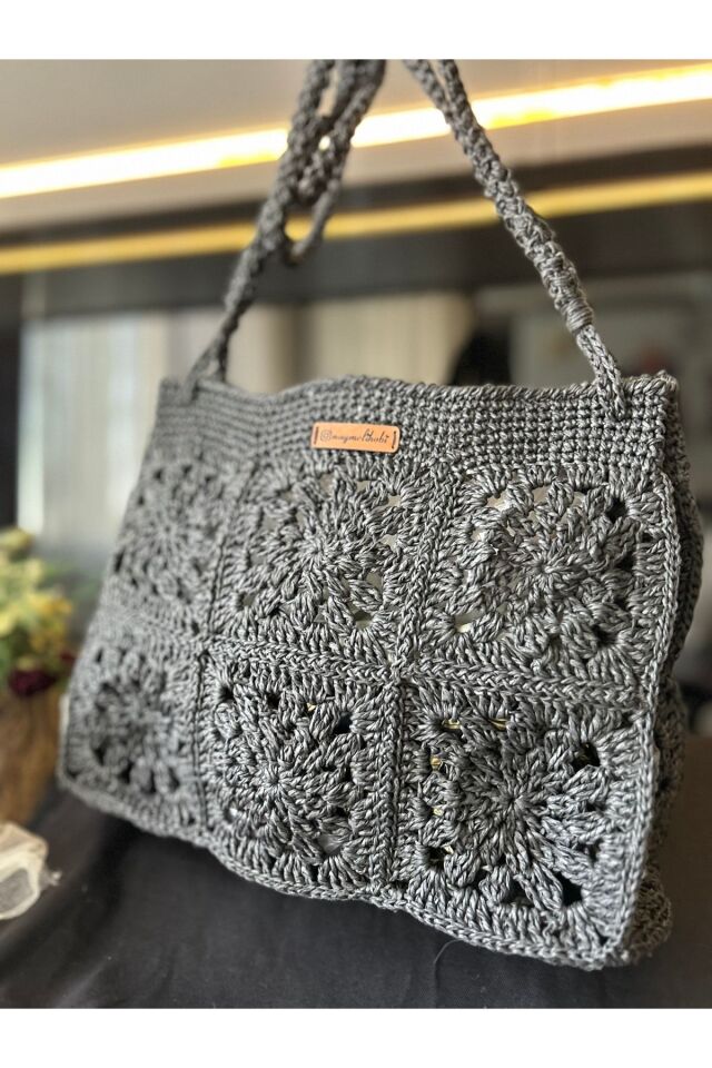 Hasır El Yapımı Örgü Çanta, Kadın Omuz Çantası, Plaj Çantası, Tasarım, Handmade