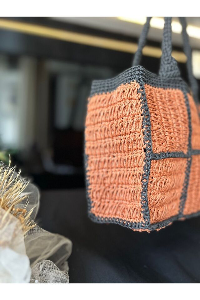 Hasır El Yapımı Örgü Çanta, Kadın Omuz Çantası, Plaj Çantası, Tasarım, Handmade
