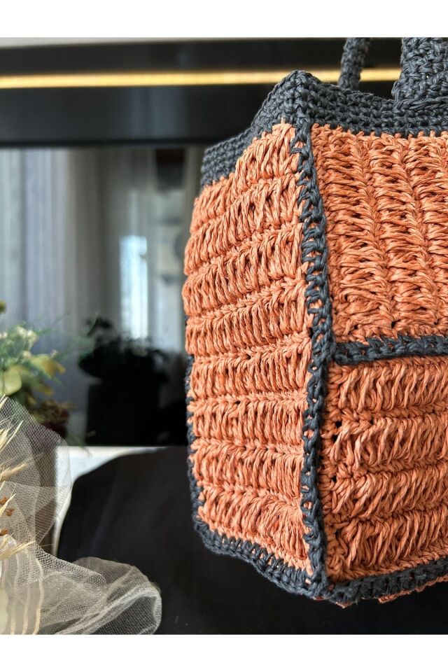 Hasır El Yapımı Örgü Çanta, Kadın Omuz Çantası, Plaj Çantası, Tasarım, Handmade