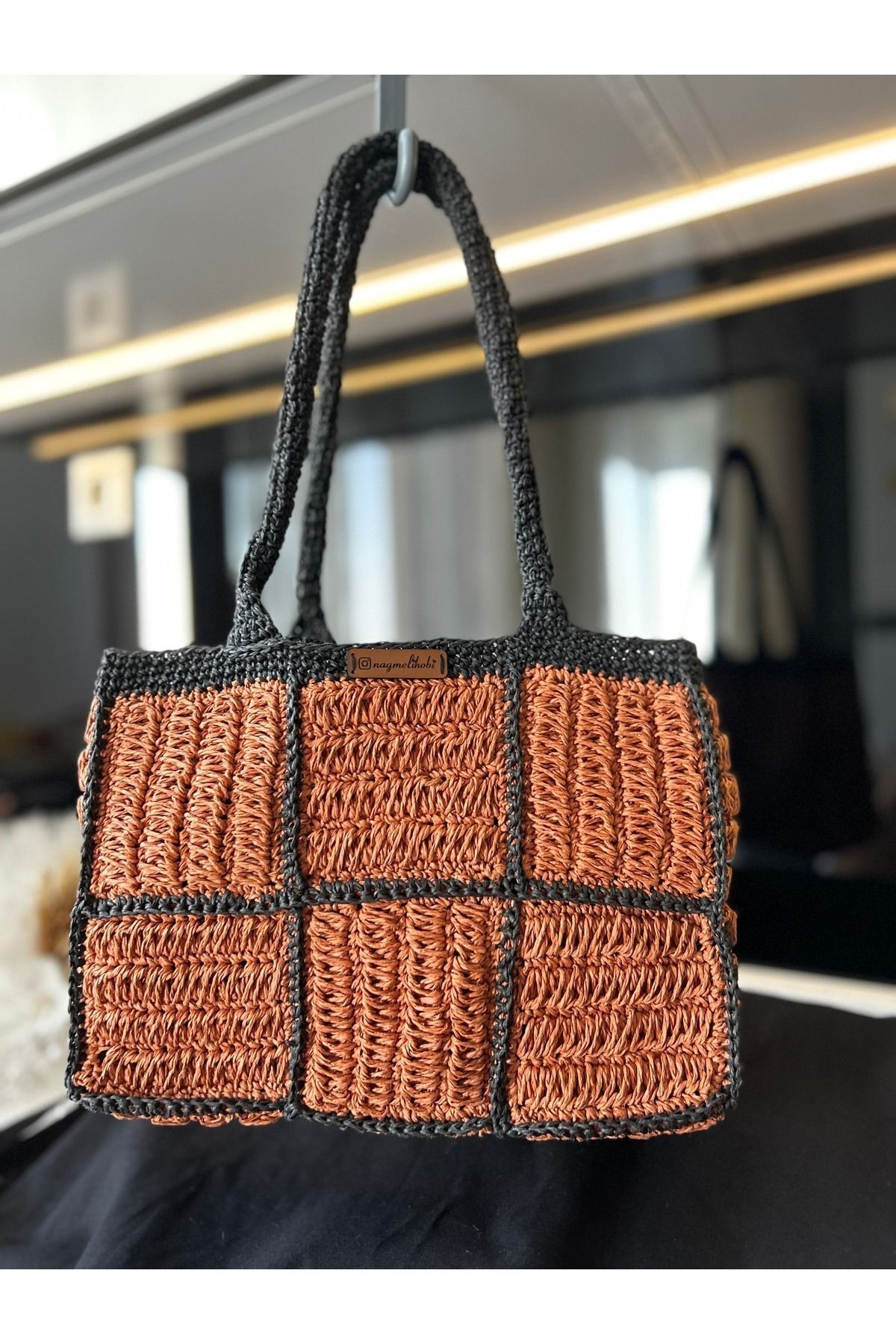 Hasır El Yapımı Örgü Çanta, Kadın Omuz Çantası, Plaj Çantası, Tasarım, Handmade