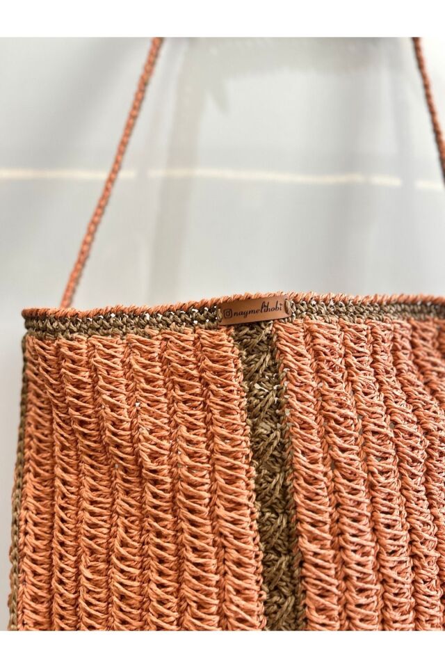Hasır El Yapımı Örgü Çanta, Kadın Omuz Çantası, Plaj Çantası, Tasarım, Handmade