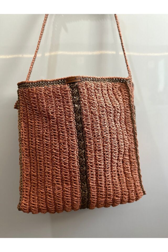 Hasır El Yapımı Örgü Çanta, Kadın Omuz Çantası, Plaj Çantası, Tasarım, Handmade