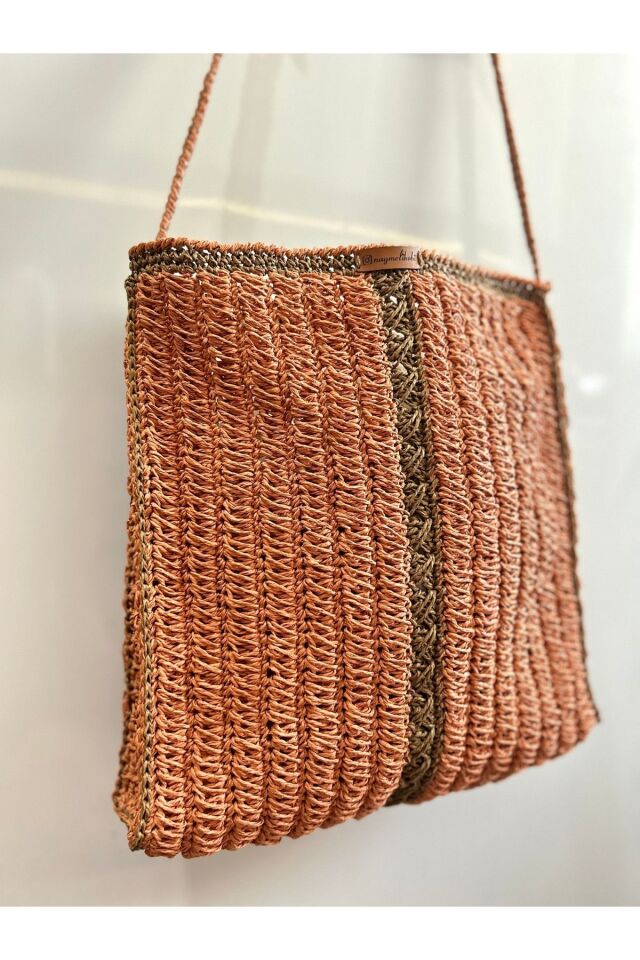 Hasır El Yapımı Örgü Çanta, Kadın Omuz Çantası, Plaj Çantası, Tasarım, Handmade