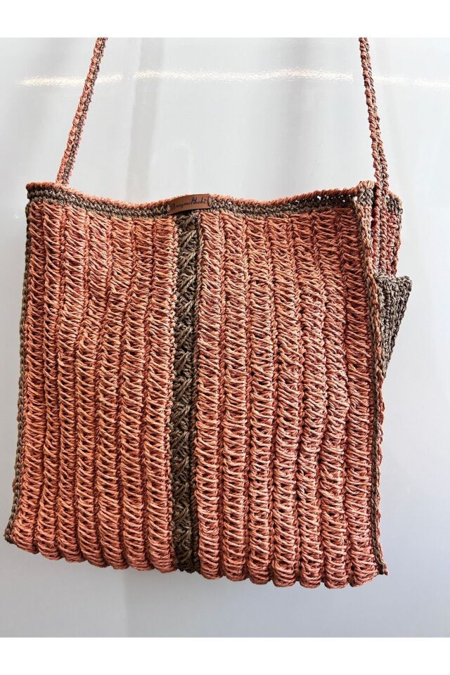 Hasır El Yapımı Örgü Çanta, Kadın Omuz Çantası, Plaj Çantası, Tasarım, Handmade