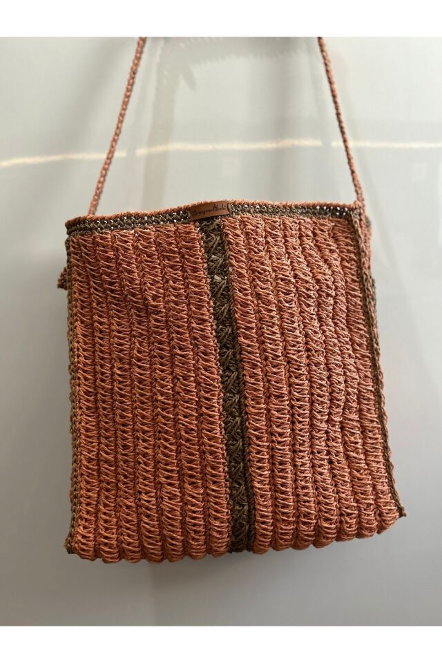 Hasır El Yapımı Örgü Çanta, Kadın Omuz Çantası, Plaj Çantası, Tasarım, Handmade