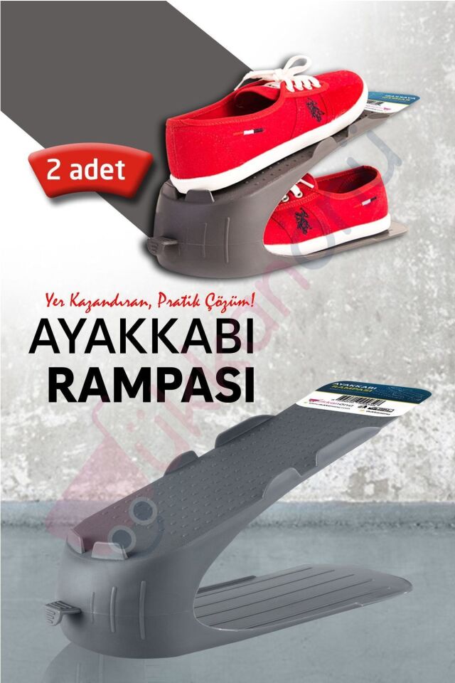 2 Adet Ayakkabı Rampası Ayakkabı Düzenleyici Organizer Antrasit
