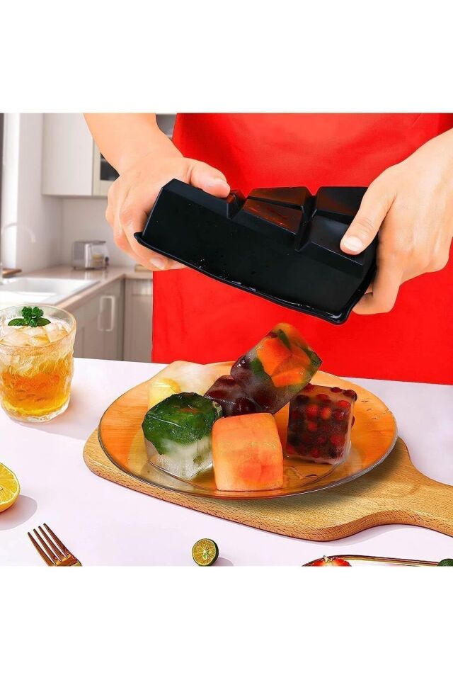 6'lı Kare Buz Kalıbı - 6 Bölmeli XL Buzluk, Dev Buz Küpleri, Sunum Buz Küpü, 5cm