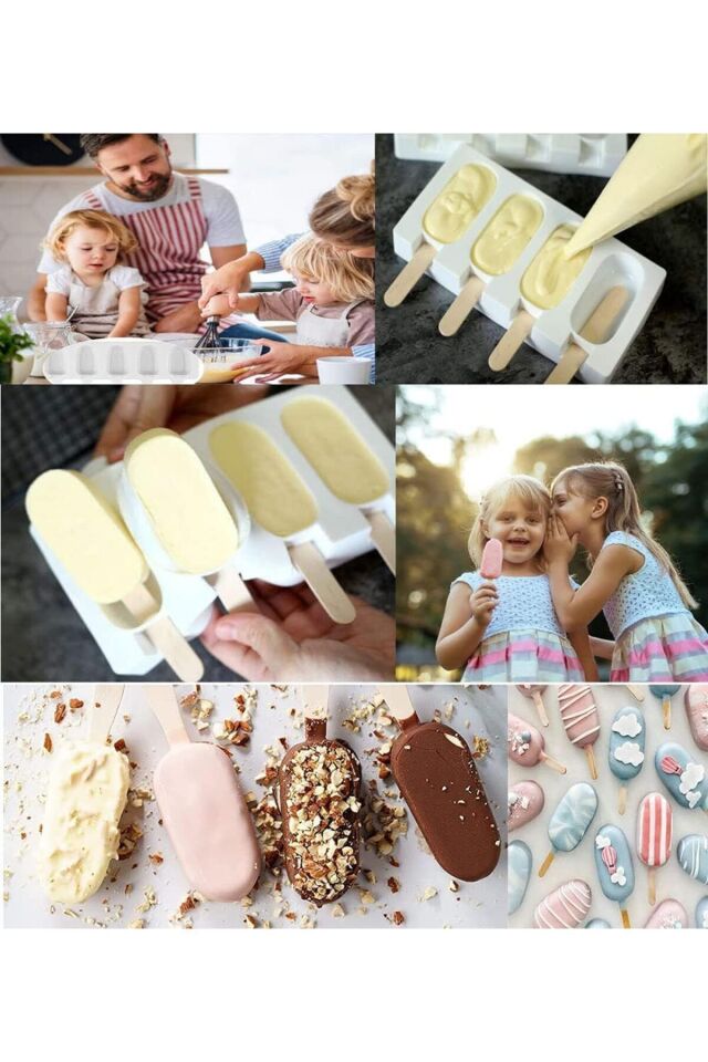 Magnum Dondurma Kalıbı - 4'lü Büyük Boy Pratik Magnum Silikon Dondurma Kalıbı