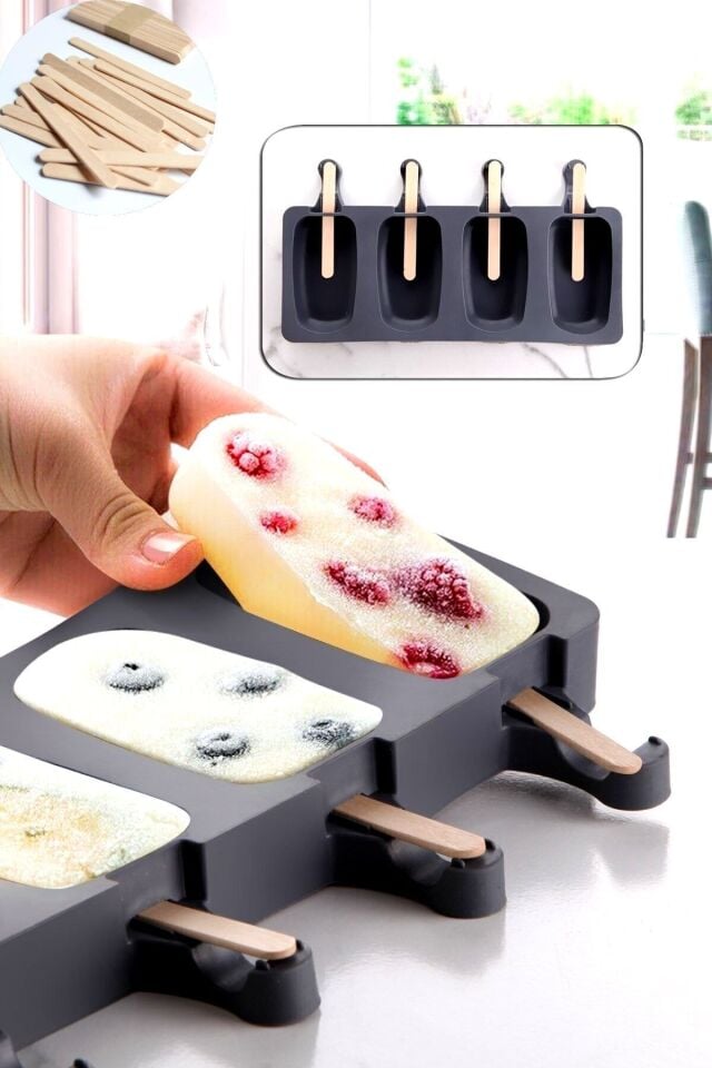 Magnum Dondurma Kalıbı - 4'lü Büyük Boy Pratik Magnum Silikon Dondurma Kalıbı