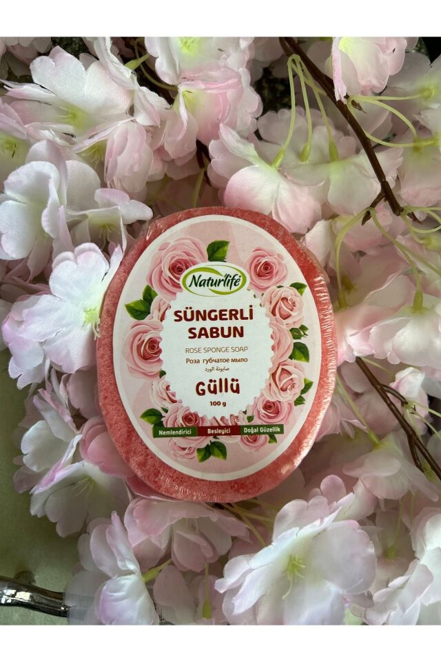 Doğal Süngerli Sabun, Gül Özlü Süngerli Sabunu 100 Gr.