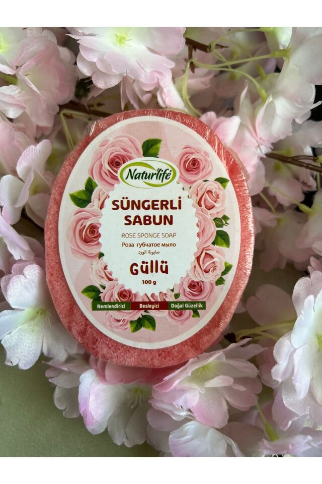 Doğal Süngerli Sabun, Gül Özlü Süngerli Sabunu 100 Gr.