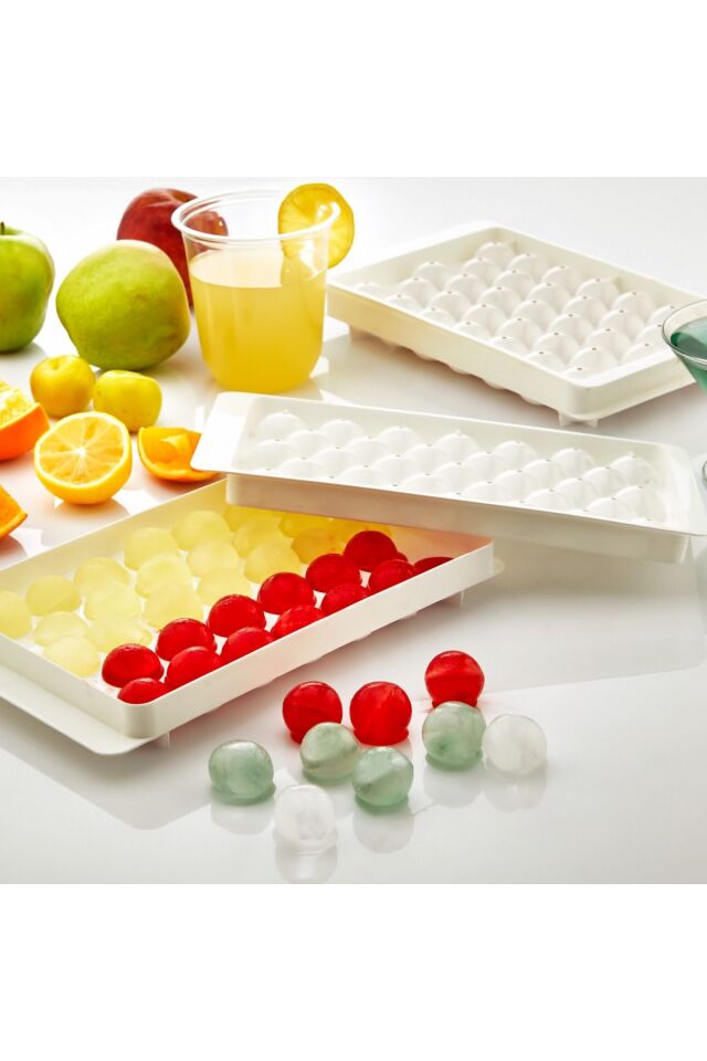 Plastlife Küre Buz Kalıbı Kapaklı 33 Hazneli Yuvarlak Buz Kalıbı Kokteyl Sunum Buz Kalıbı Kp-155