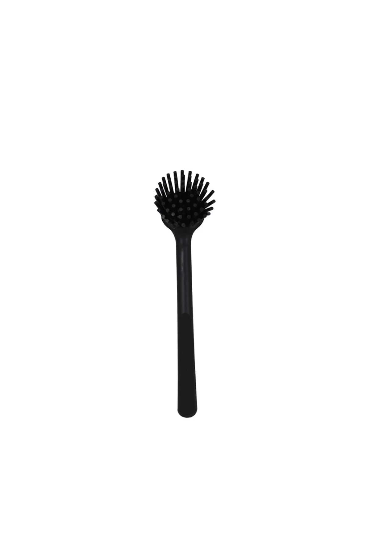 Lavabo Bulaşık Fırçası Yuvarlak G-163 Silikon Başlıklı Bulaşık Temizleme Fırçası (SİYAH)