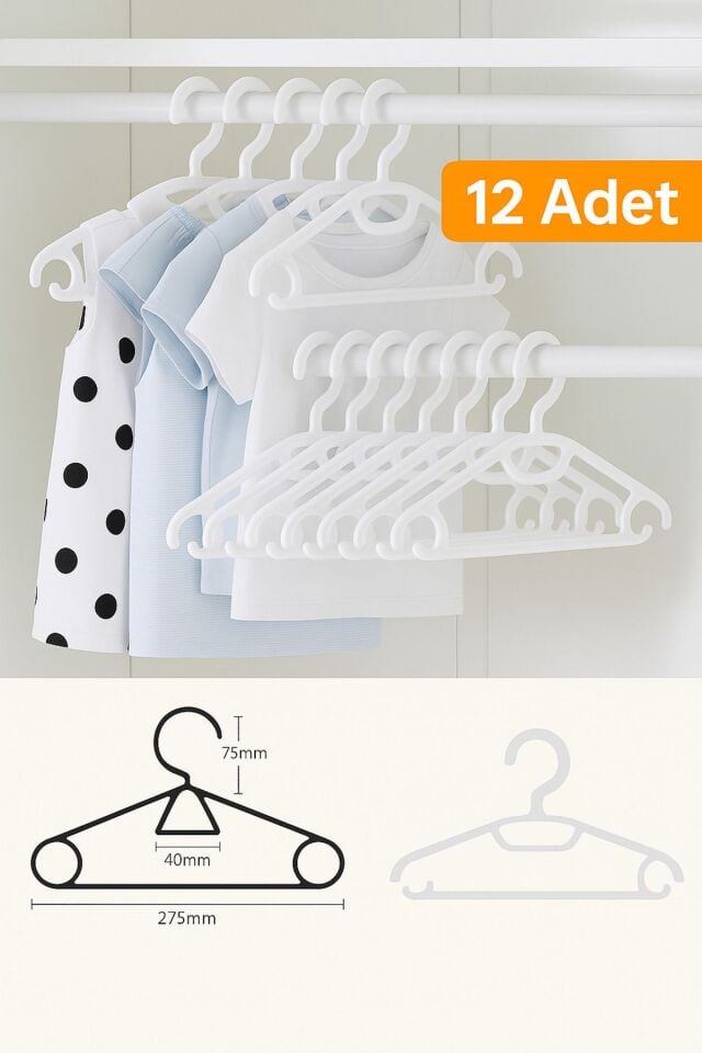 12'li Bebek Elbise Askısı Çocuk Elbise Askı