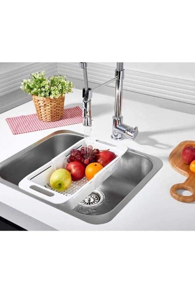 Ayarlanabilir Lavabo Süzgeci Uzun Kısa Ayarlı Evye Meyve Sebze Salata Yıkama