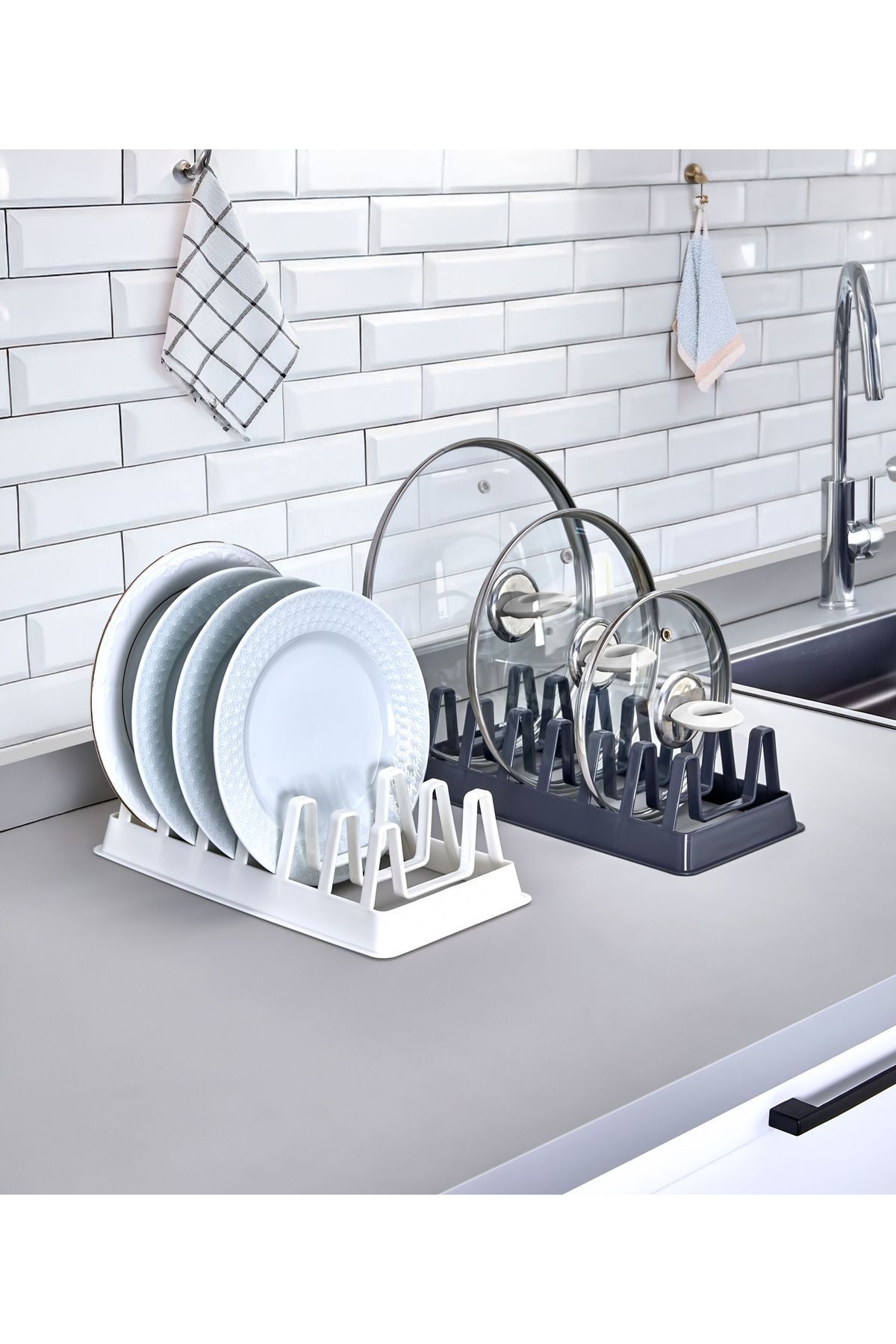 2 Adet Raffy 6 Bölmeli Tencere Kapak Tabak Düzenleyici Organizer G-234