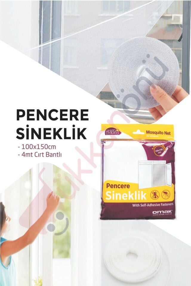Pencere Sineklik Hazır Pencere Sinekliği Cırt Bantlı 100x150 cm