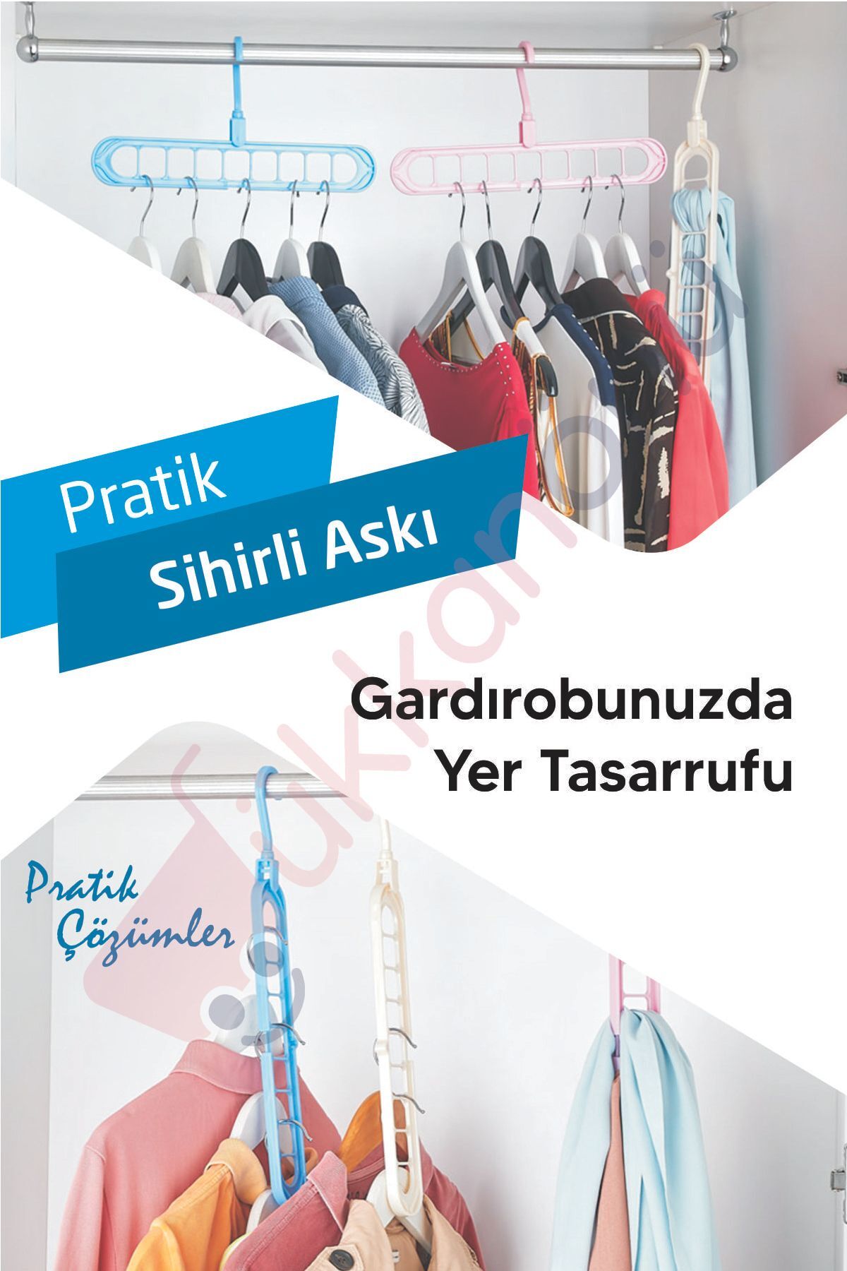 3 Adet Yer Tasarrufu Sağlayan Pratik Sihirli Askı