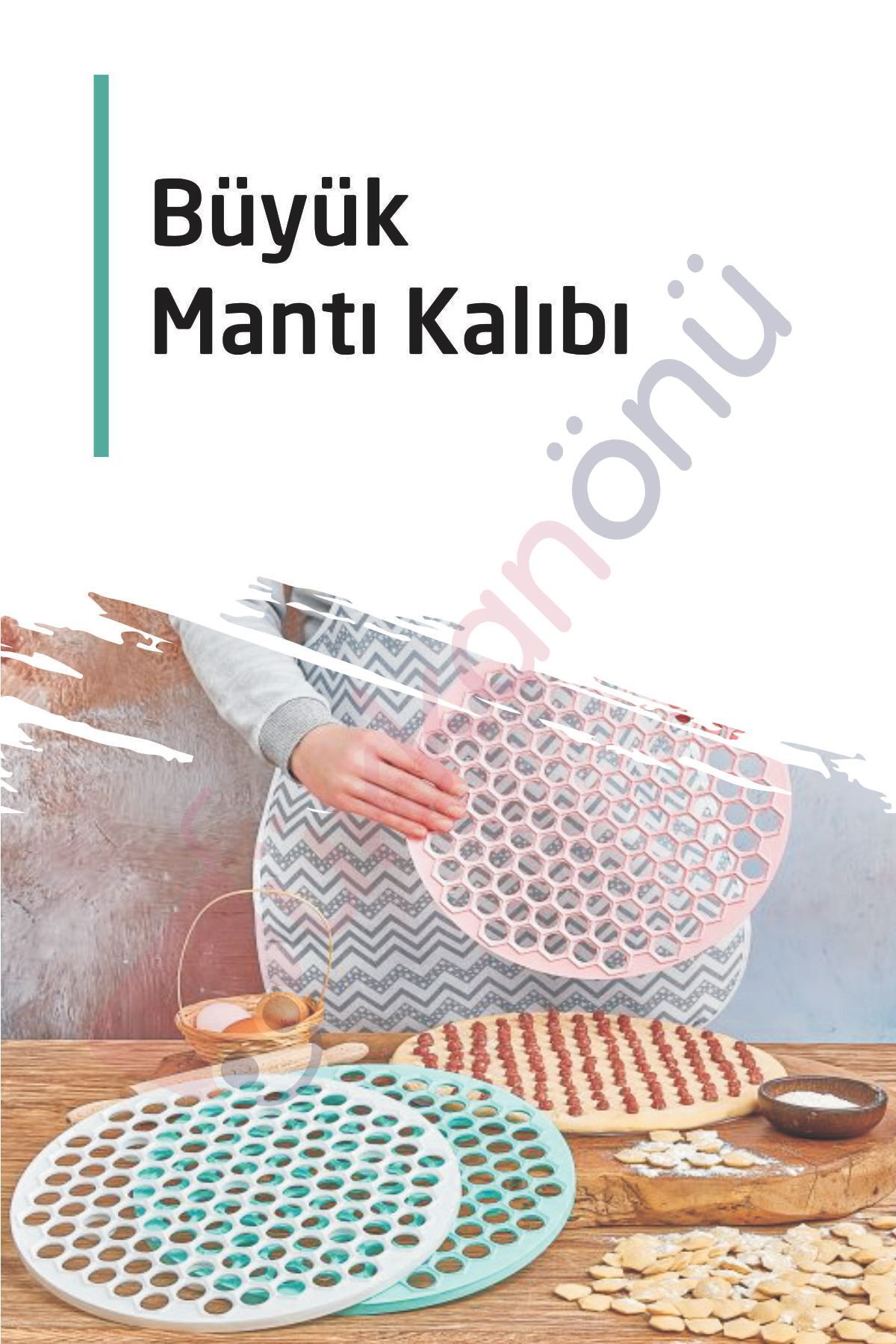 Pratik Büyük Mantı Kalıbı Mantı Matik Hamur Kesme Aparatı 32 Cm. Kp-121