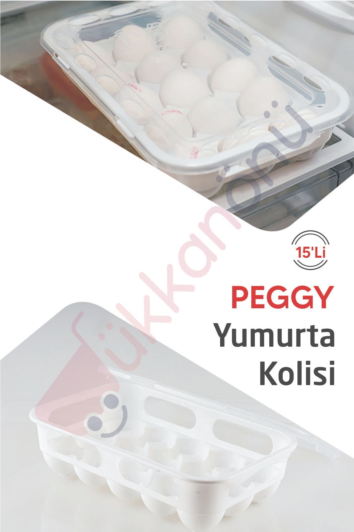 Peggy Yumurta Kutusu Yumurta Saklama Kabı Yumurta Organizer 15'li Buzdolabı Düzenleyici