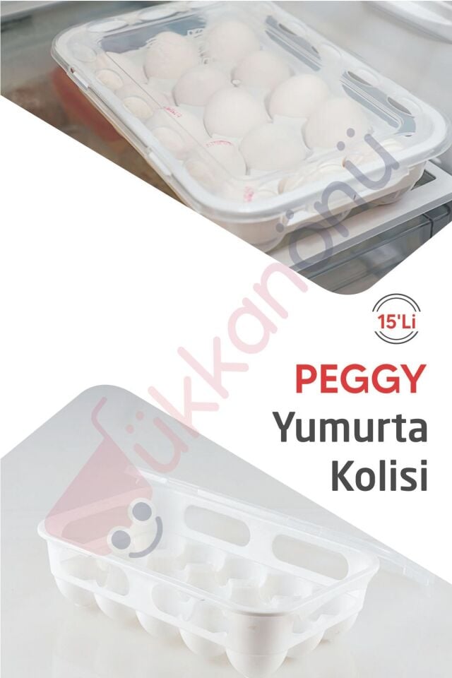 Peggy Yumurta Kutusu Yumurta Saklama Kabı Yumurta Organizer 15'li Buzdolabı Düzenleyici