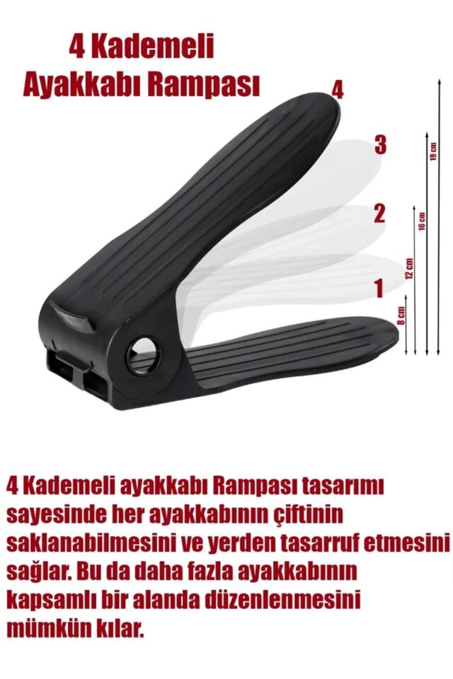 10 Adet Siyah Yükseklik Ayarlı Ayakkabı Rampası