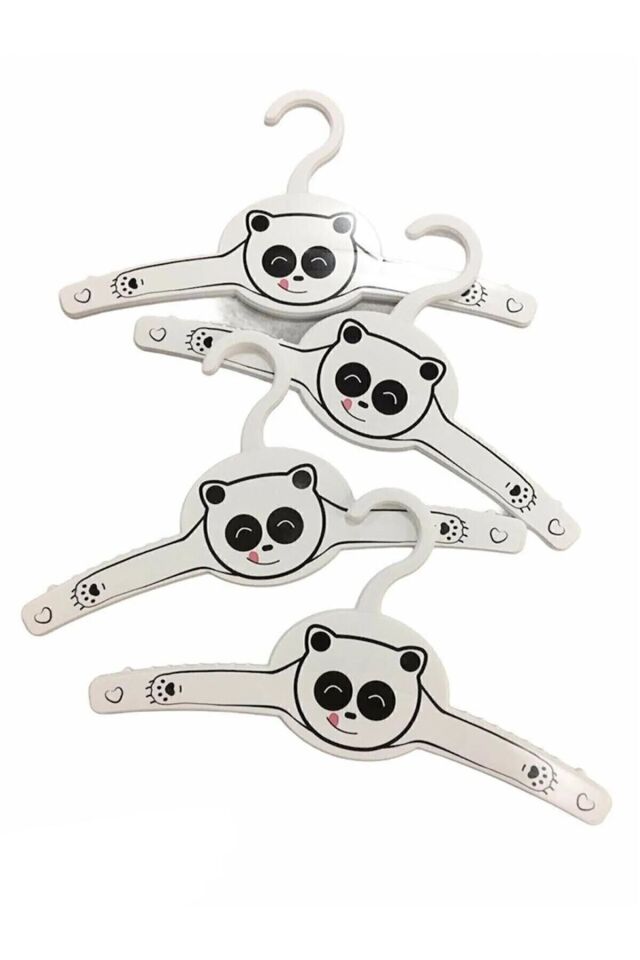 5 Adet Figürlü Çocuk Askısı, Çocuk & Bebek Kıyafet Askısı Panda Figürlü