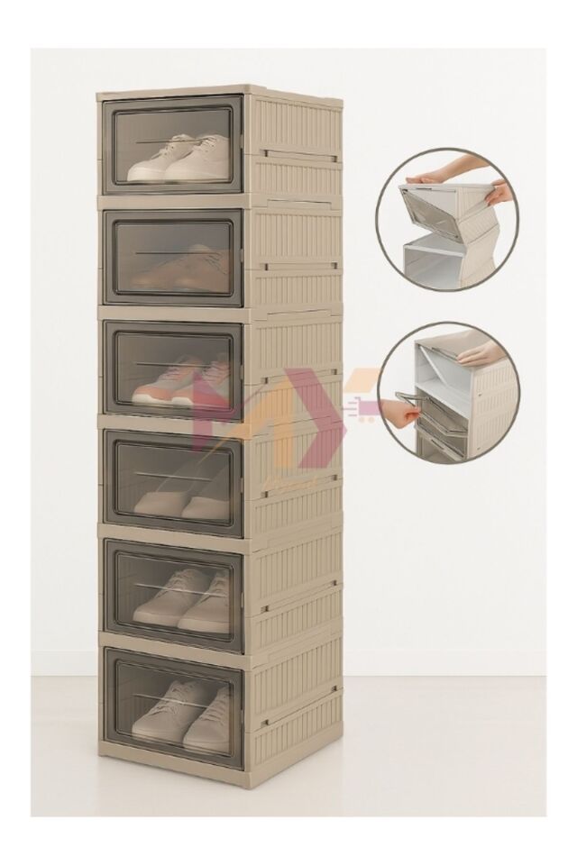 6 Katlı Modüler Ayakkabılık Portatif Katlanabilen Ayakkabı Dolabı Düzenleyici Ayakkabılık