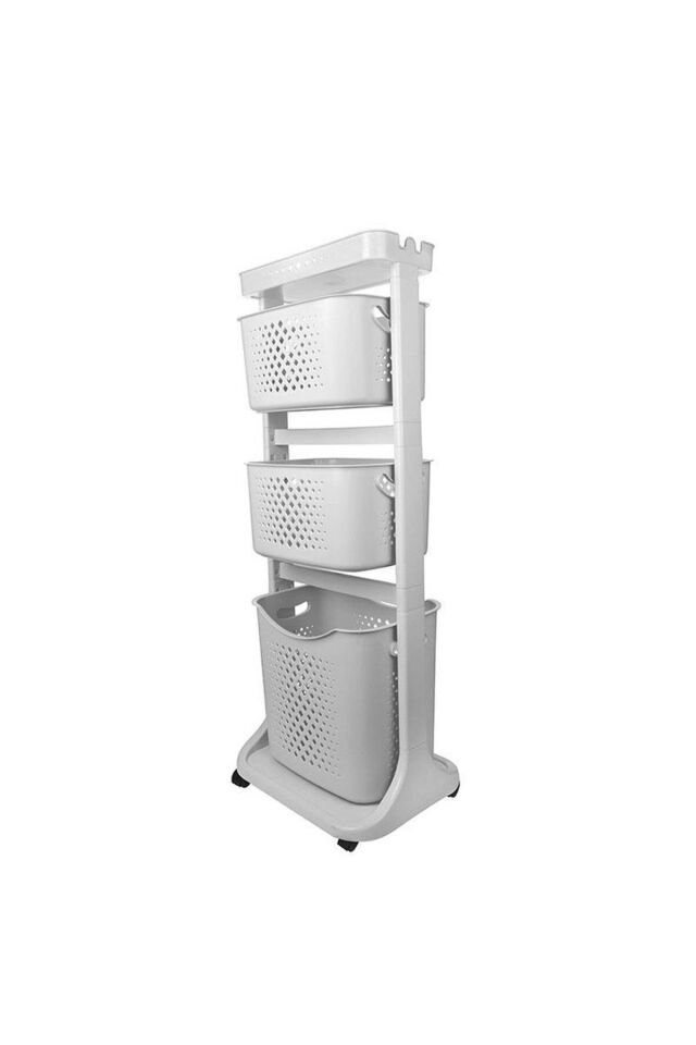 3 Katlı Sepet Titiz Kat Kat Organizer Çok Amaçlı Tekerlekli Banyo Mutfak Düzenleyici NO4