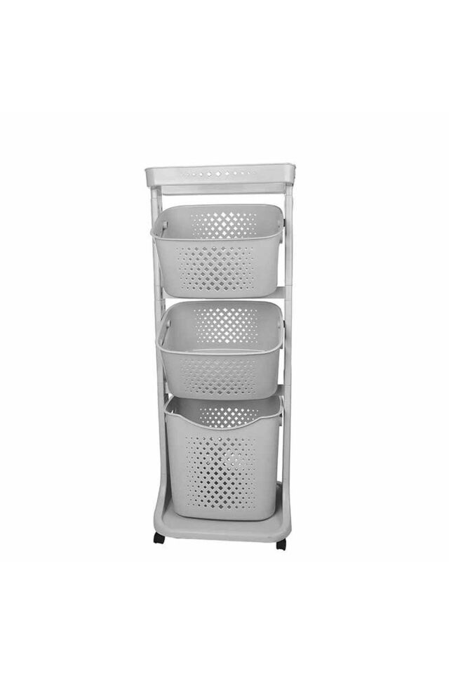 3 Katlı Sepet Titiz Kat Kat Organizer Çok Amaçlı Tekerlekli Banyo Mutfak Düzenleyici NO4
