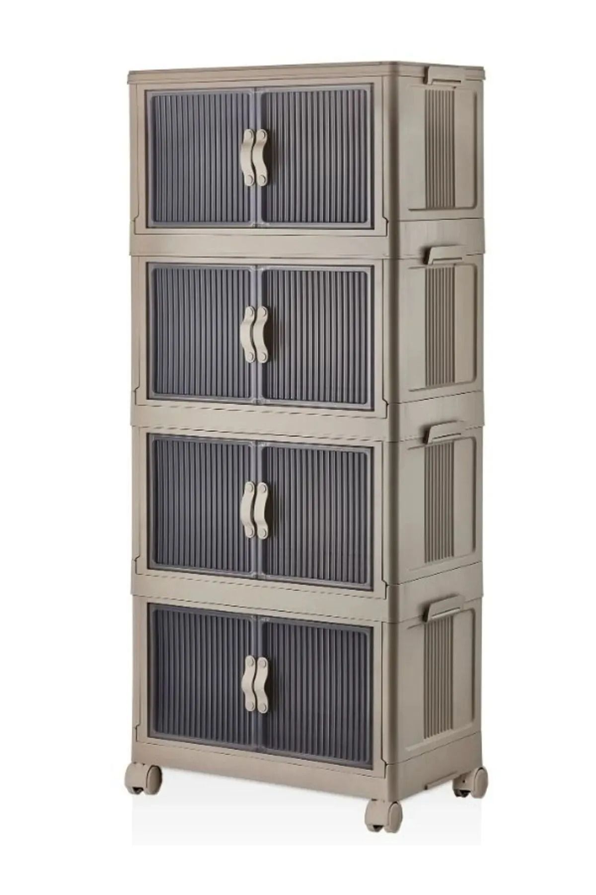 Çok Amaçlı Dolap Portatif Taşınabilir Katlanır Tekerlekli 4 Katlı Banyo Mutfak Balkon Dolabı