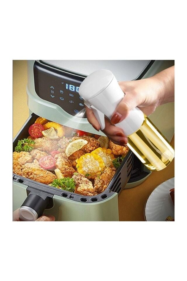 Pratik Püskürtmeli Cam Yağdanlık, Spreyli Yağ ve Sirke Püskürtücü, Airfryer İçin Yağdanlık, Sirkelik