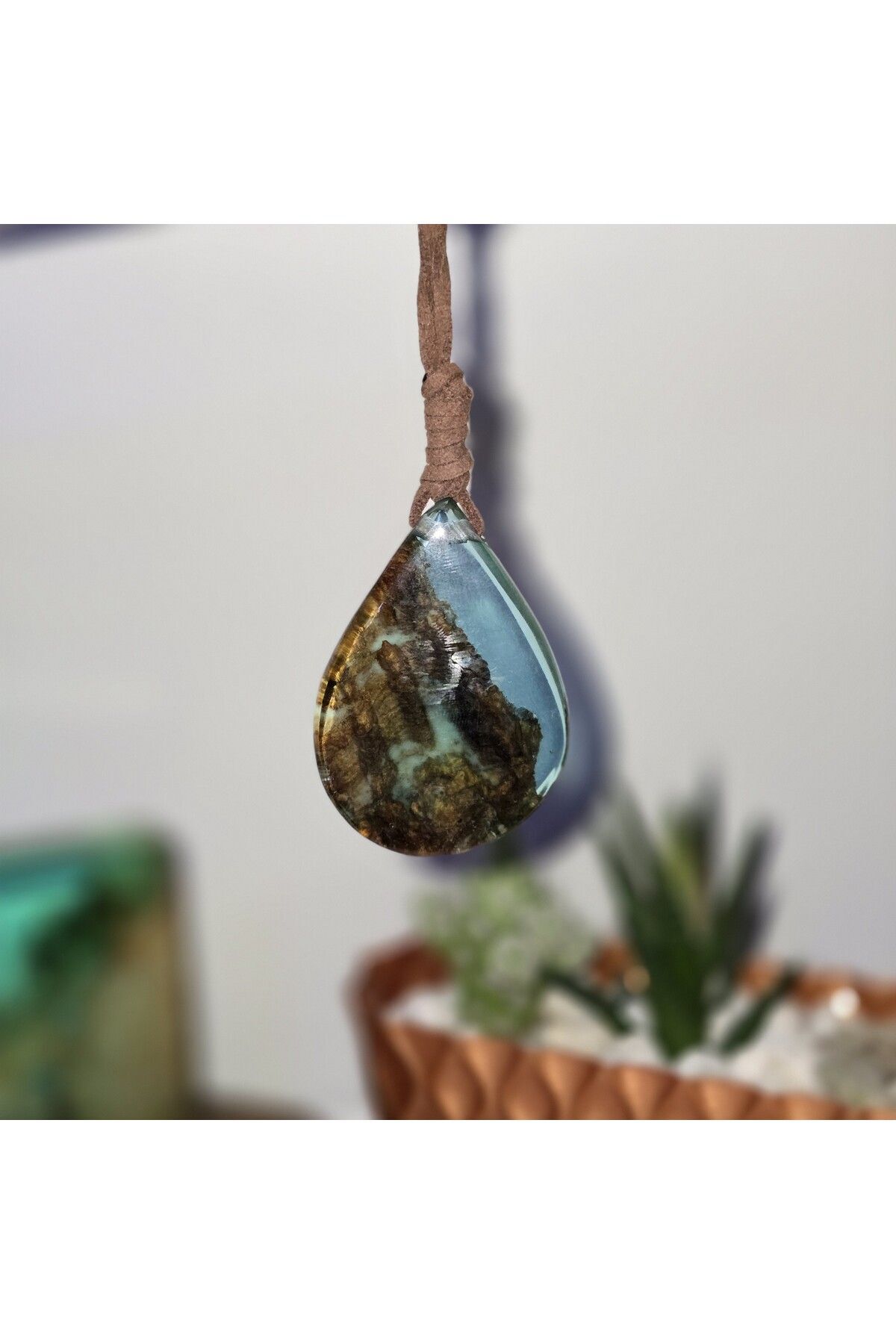Denizaltı Temalı Tasarım Ahşap Epoksi Kolye Kişiye Özel El Yapımı Handmade