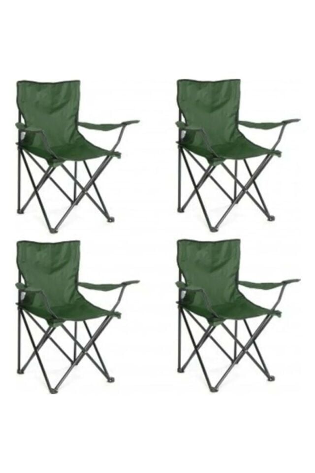 4 Adet Katlanır Taşıma Çantalı Kamp Sandalyesi, Dış Ortam Portatif Taşınabilir Sandalye Yeşil